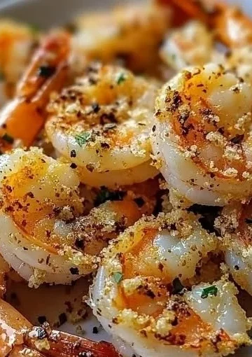 Air Fryer Garlic Parmesan Shrimp served on a plate