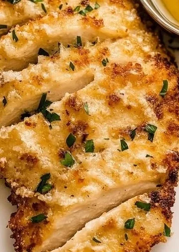 Delicious Air Fryer Parmesan Crusted Chicken served with herbs and spices.