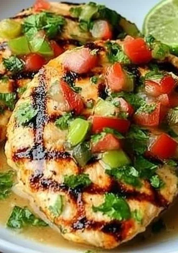 Delicious Applebee's Fiesta Lime Chicken served with lime and fresh toppings