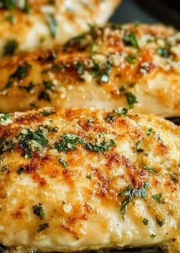 Deliciously baked garlic parmesan chicken with herb seasoning