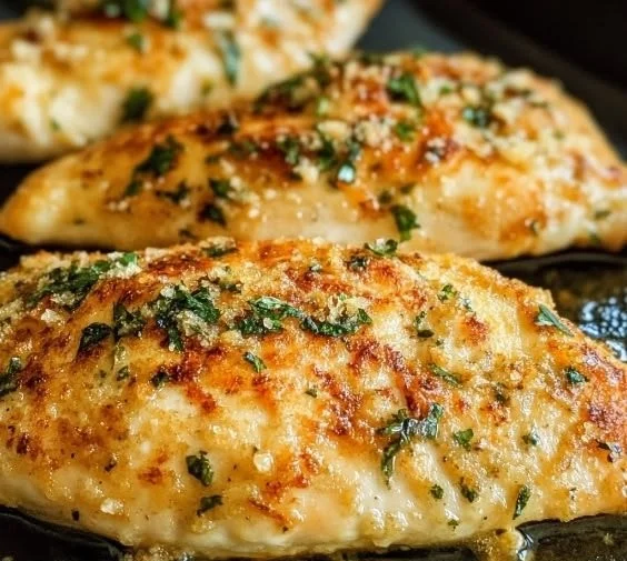 Deliciously baked garlic parmesan chicken with herb seasoning
