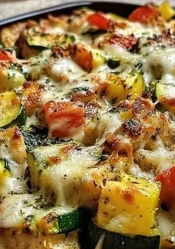 Deliciously baked chicken and zucchini served on a plate.