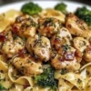 Delicious Cowboy Butter Lemon Bowtie Chicken Pasta with Broccoli dish