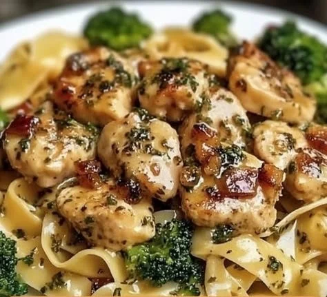 Delicious Cowboy Butter Lemon Bowtie Chicken Pasta with Broccoli dish