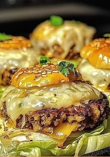 Crispy cabbage burger bake served on a plate with fresh vegetables