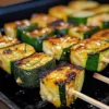 Delicious garlic butter zucchini skewers ready for grilling
