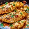 Delicious Garlic Butter Chicken served with herbs and side dishes