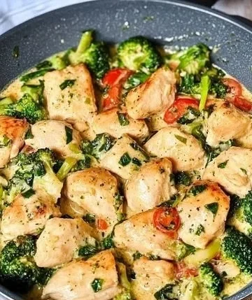 Delicious Garlic Chicken with Broccoli and Spinach served on a plate