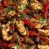 Mediterranean Chicken stir fry with colorful vegetables and herbs