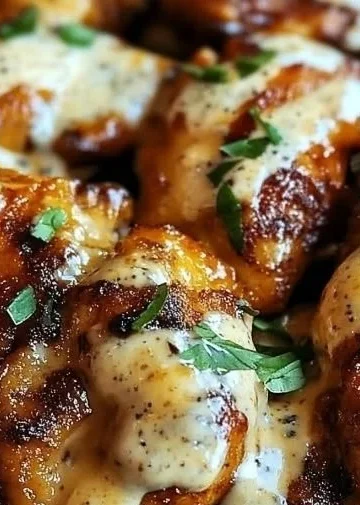 Plate of Mississippi Mud Chicken garnished with herbs and served with sides.