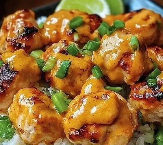 Delicious Quick Low Carb Bang Bang Chicken served with fresh ingredients