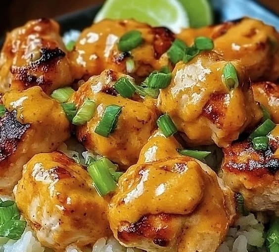 Delicious Quick Low Carb Bang Bang Chicken served with fresh ingredients