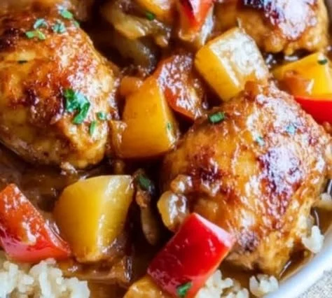 Slow Cooker Hawaiian Pineapple Chicken with vibrant pineapple and chicken blend
