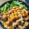Delicious Smash Burger Bowl with fresh ingredients and savory toppings