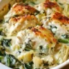 Spinach Artichoke Chicken with Cottage Cheese served in a bowl