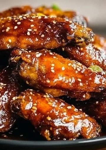 Sticky orange chicken wings glazed with a sweet and tangy orange sauce