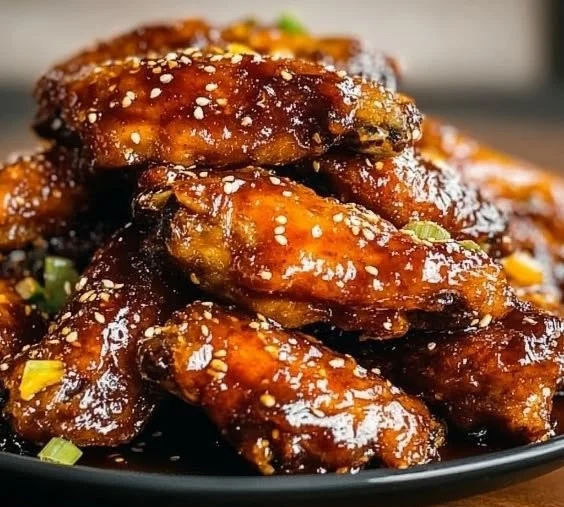 Sticky orange chicken wings glazed with a sweet and tangy orange sauce