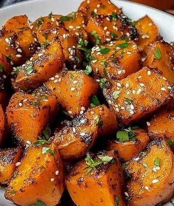 Delicious sweet and spicy smashed sweet potatoes served in a bowl.