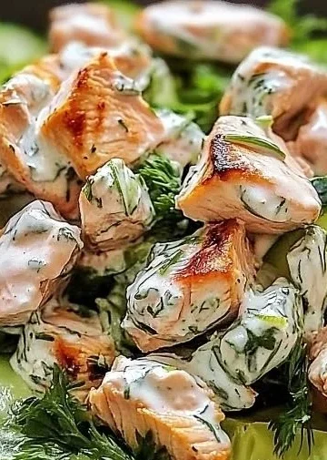 Delicious Tzatziki Chicken Salad with fresh vegetables and creamy dressing