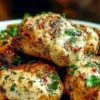 Za'atar Tahini Chicken Thighs served with fresh herbs and lemon