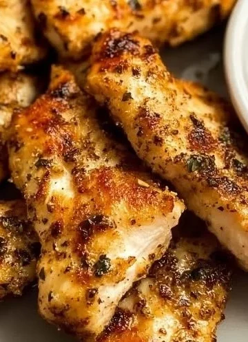 Delicious air fryer chicken tenderloins served with dipping sauce