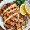 Juicy air fryer marinated chicken breasts ready to serve.
