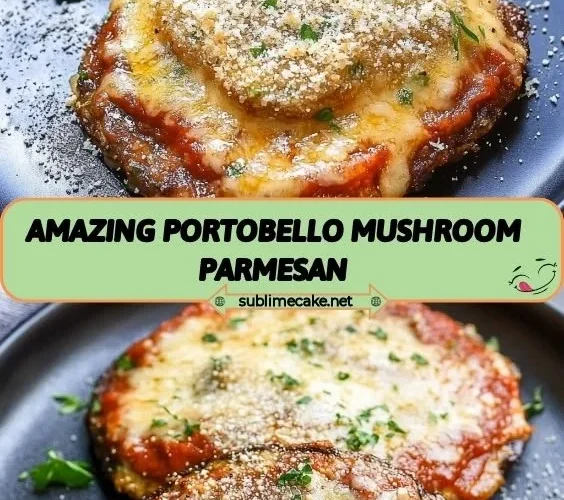 Delicious Portobello Mushroom Parmesan topped with cheese and herbs