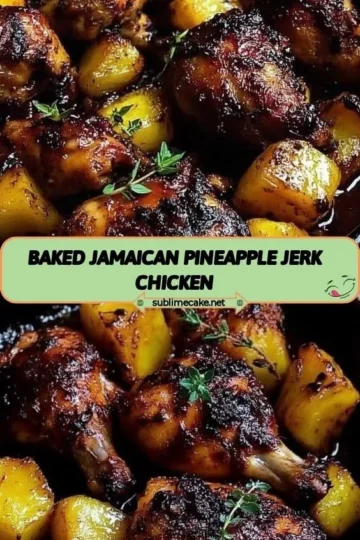 Baked Jamaican Pineapple Jerk Chicken on a plate with fresh herbs