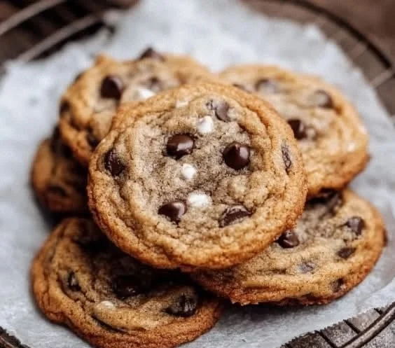 Homemade Banana Chocolate Chip Cookies on a cooling rack