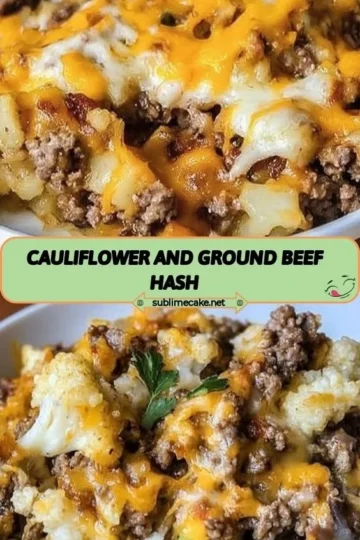 Delicious Cauliflower and Ground Beef Hash served in a bowl