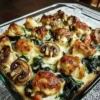 Low carb Chicken Spinach Mushroom oven dish fresh out of the oven