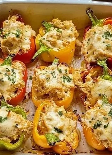 Creamy chicken stuffed peppers filled with savory ingredients