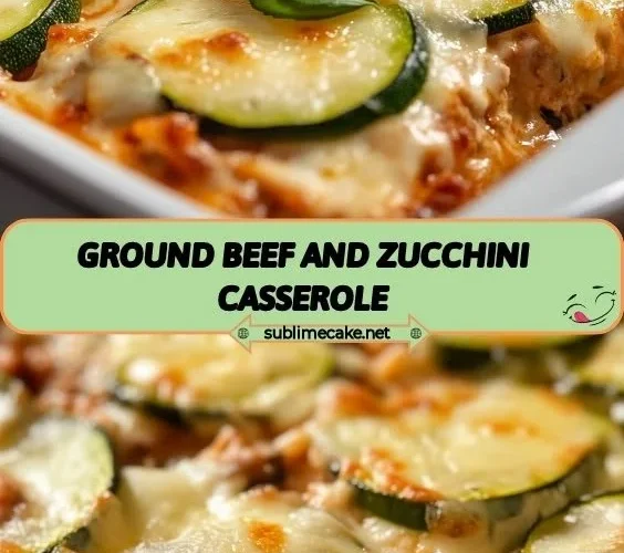 Delicious ground beef and zucchini casserole baked in a dish