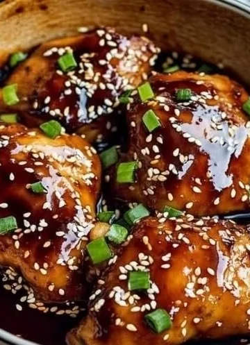 Delicious juicy oven-baked teriyaki chicken served with vegetables