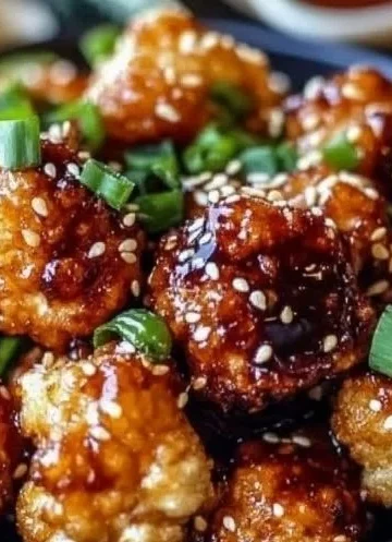 Korean Baked Cauliflower dish garnished with sesame seeds and green onions