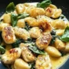 Lemon Gnocchi with Chicken served in a bowl garnished with herbs