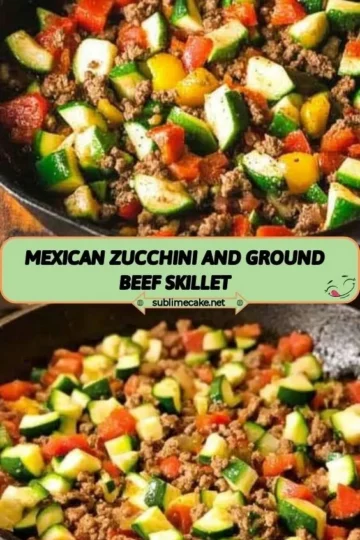 Delicious Mexican zucchini and ground beef skillet served in a pan