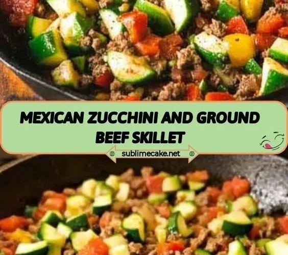 Delicious Mexican zucchini and ground beef skillet served in a pan