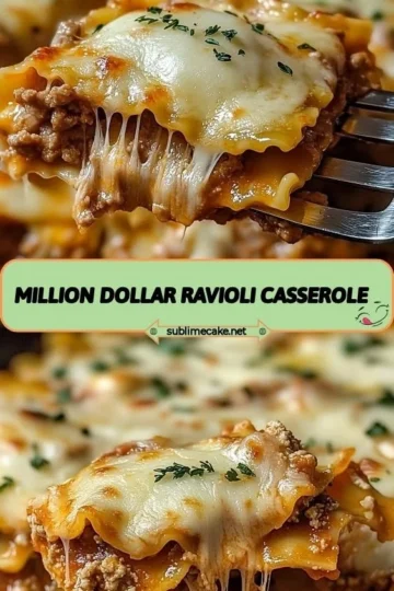 Delicious Million Dollar Ravioli Casserole recipe baked to perfection