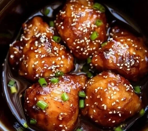 Delicious Slow Cooker Mongolian Chicken served on a platter.