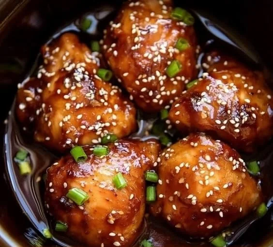 Delicious Slow Cooker Mongolian Chicken served on a platter.