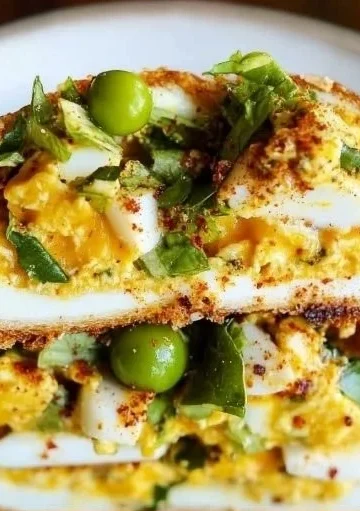 Spicy and crispy egg salad served in a bowl with fresh ingredients