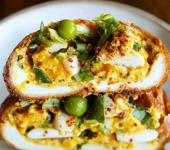 Spicy and crispy egg salad served in a bowl with fresh ingredients