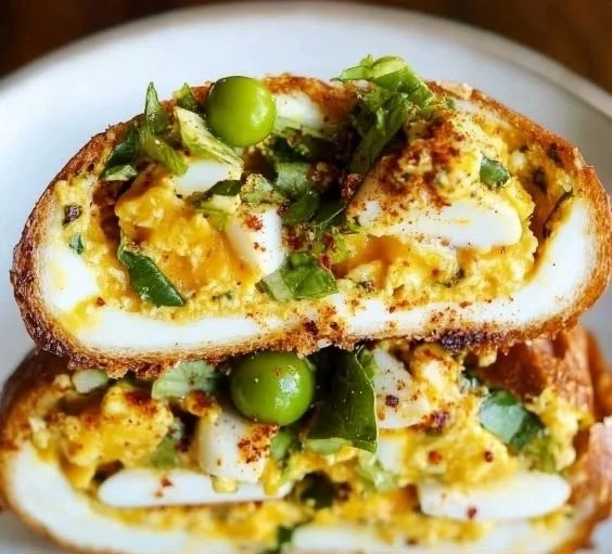Spicy and crispy egg salad served in a bowl with fresh ingredients
