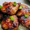 Crispy Sweet Chili Air Fryer Chicken Thighs served on a plate